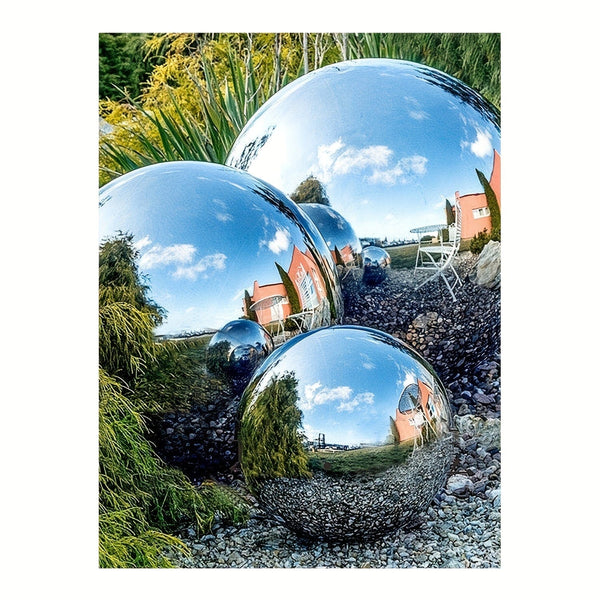 Planet Gates 6pcs 6pcs, Garden Gazing Ball, Stainless Steel Mirror Polished Reflective Hollow Ball Decorative Sphere For Garden Vegetable Garden Home Outdoor Holiday Decoration