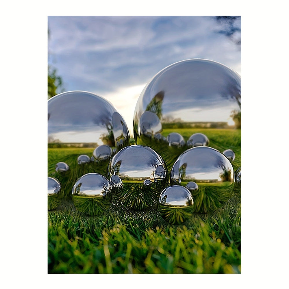 Planet Gates 6pcs 6pcs, Garden Gazing Ball, Stainless Steel Mirror Polished Reflective Hollow Ball Decorative Sphere For Garden Vegetable Garden Home Outdoor Holiday Decoration