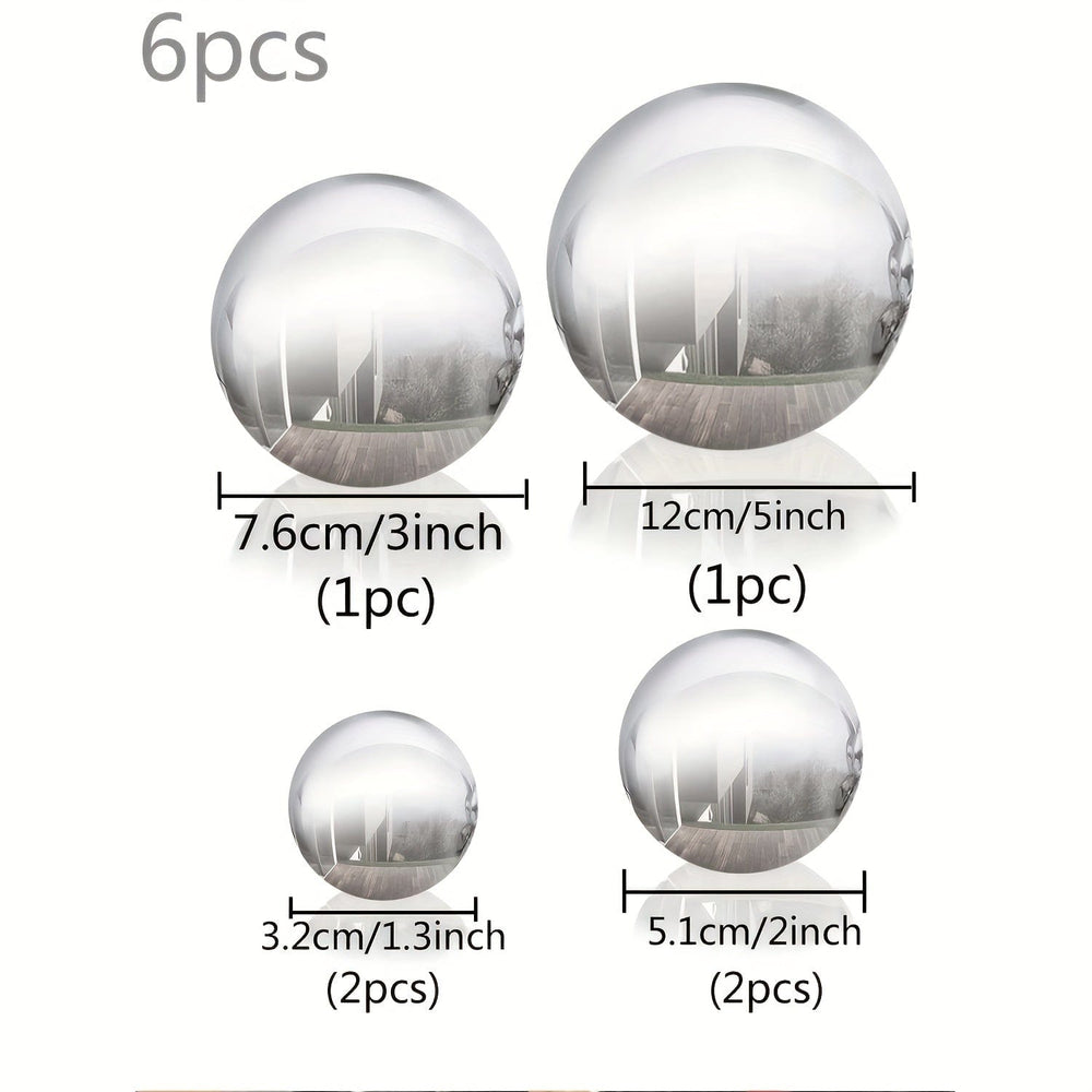 Planet Gates 6pcs 6pcs, Garden Gazing Ball, Stainless Steel Mirror Polished Reflective Hollow Ball Decorative Sphere For Garden Vegetable Garden Home Outdoor Holiday Decoration