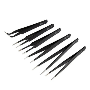 Planet Gates 6PCS 6PCS Precision Tweezers Set ESD Anti-Static Stainless Steel Tweezers Repair Tools  for Electronics Repair Soldering Craft
