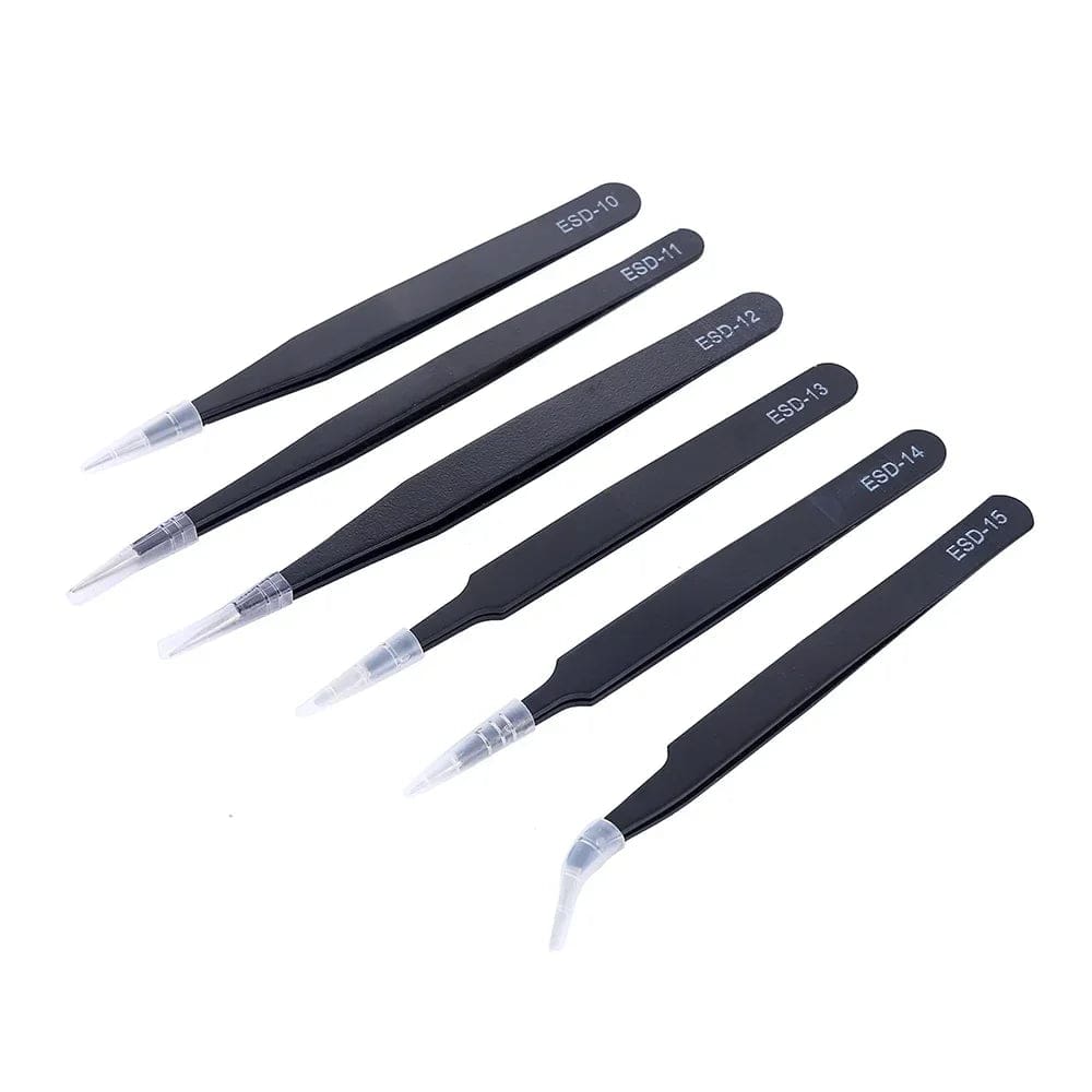 Planet Gates 6PCS 6PCS Precision Tweezers Set ESD Anti-Static Stainless Steel Tweezers Repair Tools  for Electronics Repair Soldering Craft