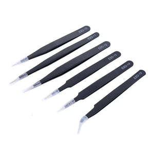 Planet Gates 6PCS 6PCS Precision Tweezers Set ESD Anti-Static Stainless Steel Tweezers Repair Tools  for Electronics Repair Soldering Craft
