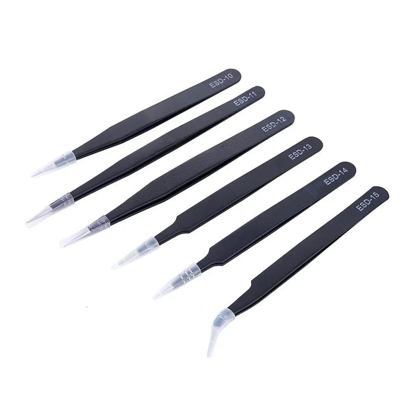 Planet Gates 6PCS 6PCS Precision Tweezers Set ESD Anti-Static Stainless Steel Tweezers Repair Tools  for Electronics Repair Soldering Craft