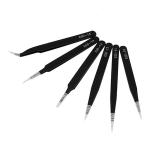 Planet Gates 6PCS 6PCS Precision Tweezers Set ESD Anti-Static Stainless Steel Tweezers Repair Tools  for Electronics Repair Soldering Craft