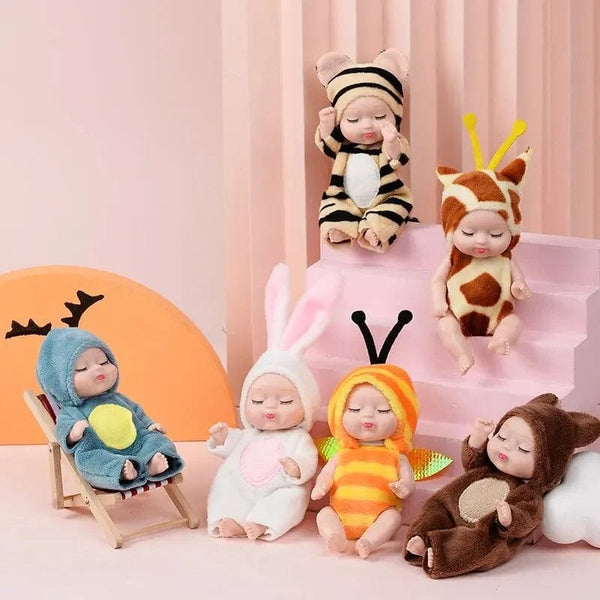 Planet Gates 6PCs 6Pcs Reborn Doll Kit Toy Simulation Princess Dolls Toy Mini Cute Sleeping Baby with Clothes Accessories Birthday Gift for Kids