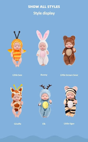 Planet Gates 6PCs 6Pcs Reborn Doll Kit Toy Simulation Princess Dolls Toy Mini Cute Sleeping Baby with Clothes Accessories Birthday Gift for Kids