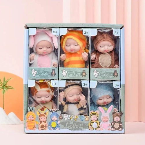 Planet Gates 6PCs 6Pcs Reborn Doll Kit Toy Simulation Princess Dolls Toy Mini Cute Sleeping Baby with Clothes Accessories Birthday Gift for Kids