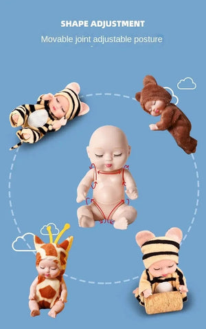 Planet Gates 6PCs 6Pcs Reborn Doll Kit Toy Simulation Princess Dolls Toy Mini Cute Sleeping Baby with Clothes Accessories Birthday Gift for Kids