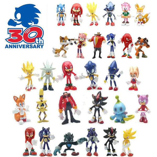 Planet Gates 6pcs B New whole set sale Sonic Tails Werehog Action Figures Blue Shadow Doll Cartoon Figurines Collectible Dolls Kids Hedgehog Toy
