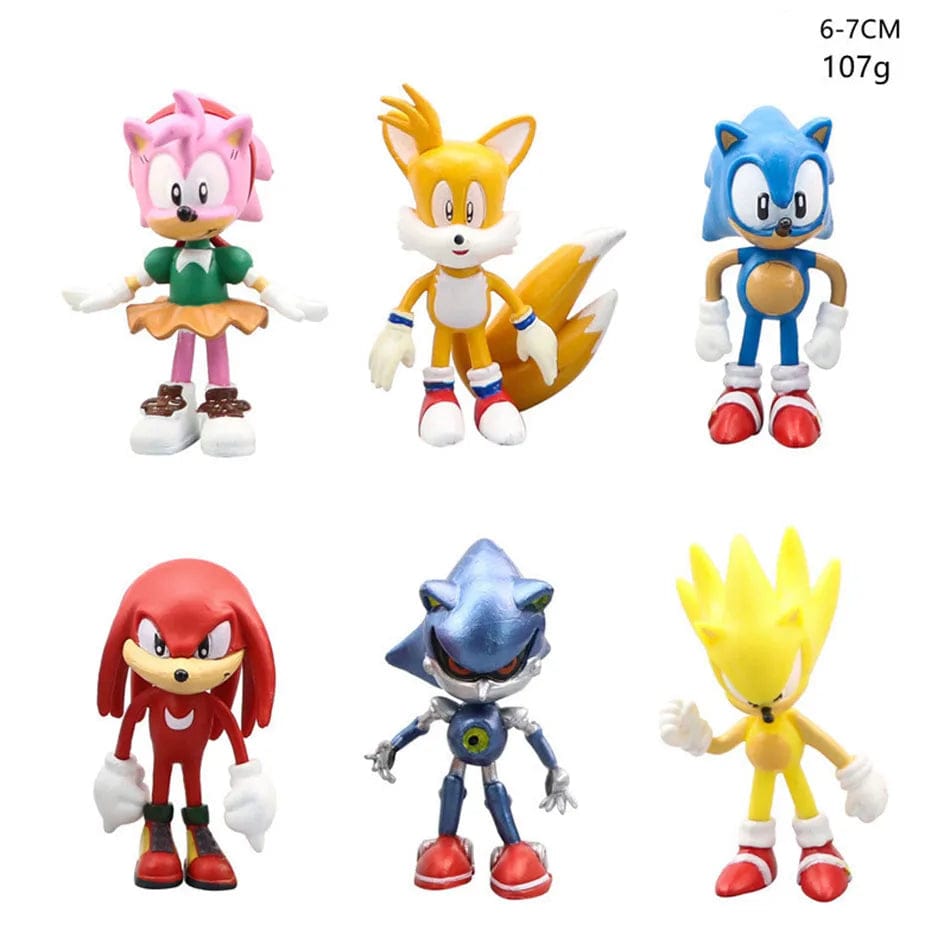 Planet Gates 6pcs B New whole set sale Sonic Tails Werehog Action Figures Blue Shadow Doll Cartoon Figurines Collectible Dolls Kids Hedgehog Toy