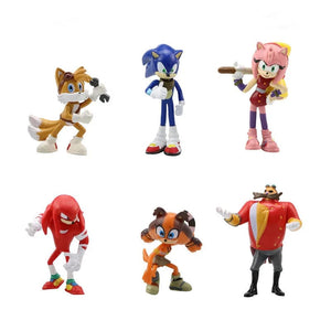 Planet Gates 6pcs B New whole set sale Sonic Tails Werehog Action Figures Blue Shadow Doll Cartoon Figurines Collectible Dolls Kids Hedgehog Toy