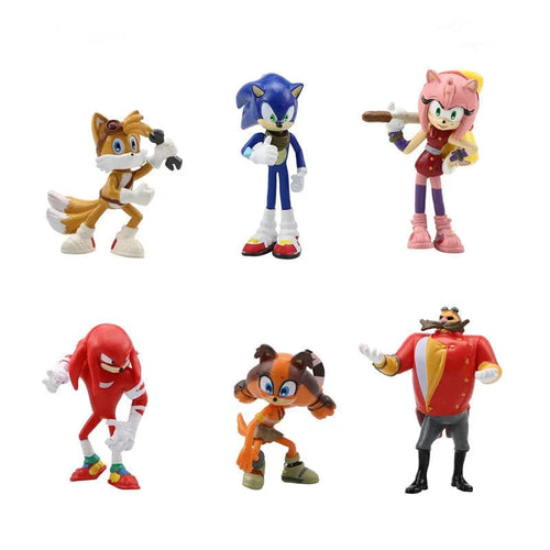 Planet Gates 6pcs B New whole set sale Sonic Tails Werehog Action Figures Blue Shadow Doll Cartoon Figurines Collectible Dolls Kids Hedgehog Toy