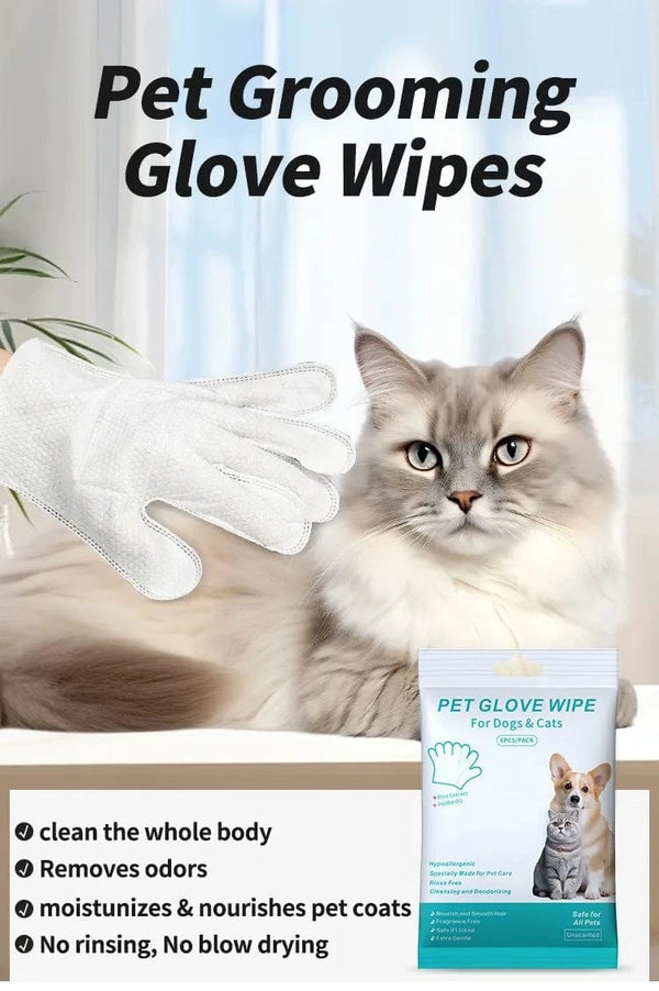 Planet Gates 6pcs/bag Pet wash free gloves cats dogs bathing cleaning dry cleaning wipes gloves deodorizing wipes pet products