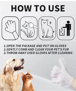 Planet Gates 6pcs/bag Pet wash free gloves cats dogs bathing cleaning dry cleaning wipes gloves deodorizing wipes pet products