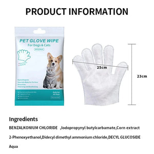 Planet Gates 6pcs/bag Pet wash free gloves cats dogs bathing cleaning dry cleaning wipes gloves deodorizing wipes pet products