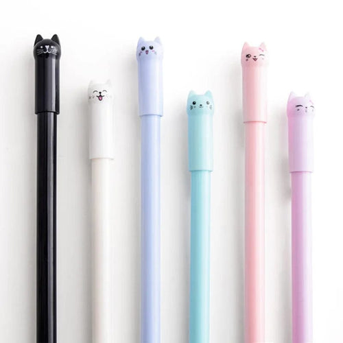 Planet Gates 6PCS / black 6PCS/set Kawaii Cat Gel Pen 0.38mm Creative Cute Neutral Ink Pen Children Gift School Office Writing Supplies Stationery