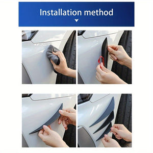 Planet Gates 6pcs Bumper Strip Sticker, Universal Car Front Bumper Spoiler Protector Carbon Fiber Corner Guard Anti-Scratch Decoration Sticker Car Accessories