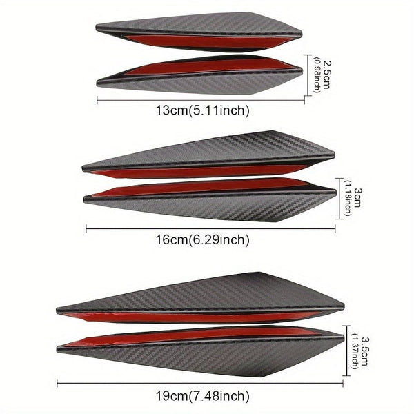 Planet Gates 6pcs Bumper Strip Sticker, Universal Car Front Bumper Spoiler Protector Carbon Fiber Corner Guard Anti-Scratch Decoration Sticker Car Accessories