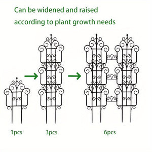 Planet Gates 6pcs Garden Fence Enhance Your Outdoor Space With European Plastic Fence & Imitation Iron Art Balcony Garden Fence, Decorative Garden Border Fence, Barrier Section Edge Black/White