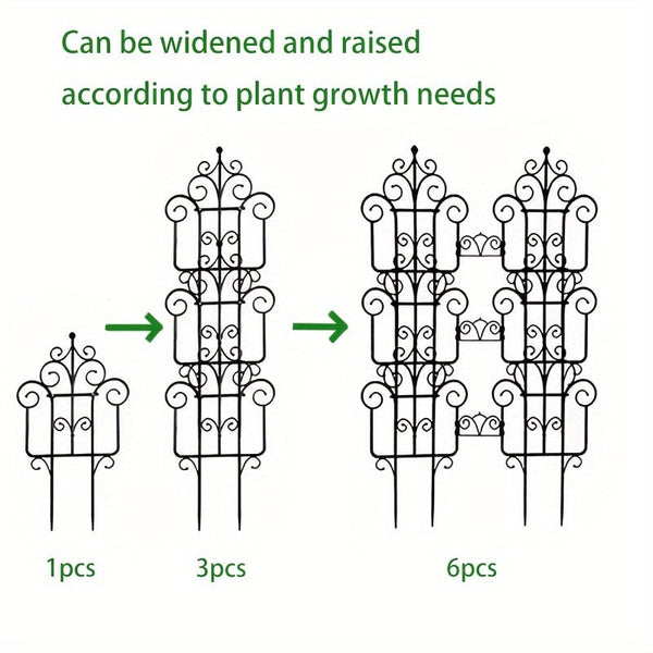 Planet Gates 6pcs Garden Fence Enhance Your Outdoor Space With European Plastic Fence & Imitation Iron Art Balcony Garden Fence, Decorative Garden Border Fence, Barrier Section Edge Black/White