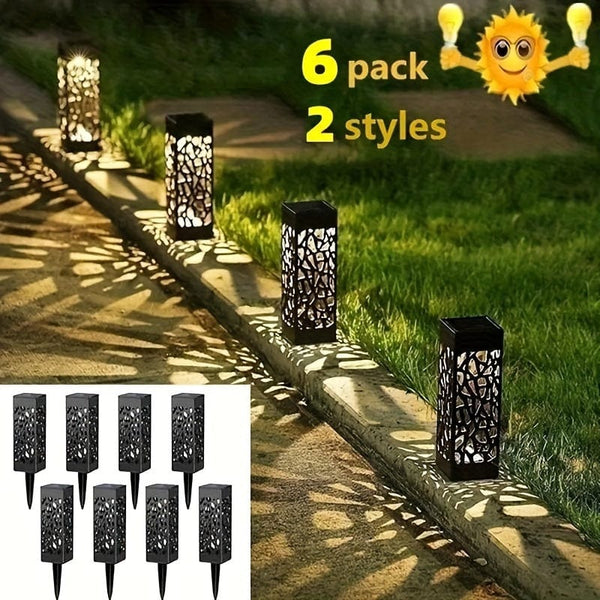 Planet Gates 6PCS Hollow Warm Light 6 Pack, Outdoor Solar Decorative Path Light, Garden Lawn Light, Outdoor Waterproof Solar Led Landscape Garden Lighting, Outdoor Garden Decoration Solar Garden Patio Patio Lawn And Table Light, Yard Light