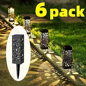Planet Gates 6PCS Hollow Warm Light 6 Pack, Outdoor Solar Decorative Path Light, Garden Lawn Light, Outdoor Waterproof Solar Led Landscape Garden Lighting, Outdoor Garden Decoration Solar Garden Patio Patio Lawn And Table Light, Yard Light