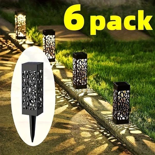 Planet Gates 6PCS Hollow Warm Light 6 Pack, Outdoor Solar Decorative Path Light, Garden Lawn Light, Outdoor Waterproof Solar Led Landscape Garden Lighting, Outdoor Garden Decoration Solar Garden Patio Patio Lawn And Table Light, Yard Light