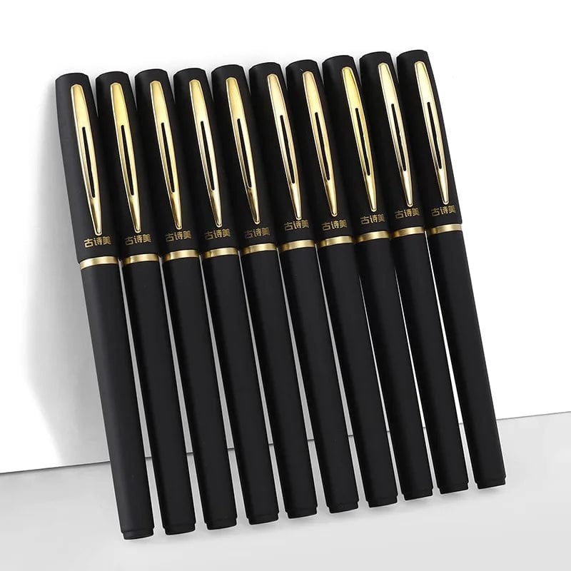 Planet Gates 6pcs Large Capacity Gel Pen 1.0/0.7/0.5mm Signature Calligraphy Handwriting Pens Carbon Black ink School Office Accessories