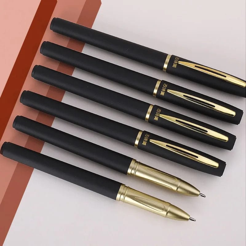 Planet Gates 6pcs Large Capacity Gel Pen 1.0/0.7/0.5mm Signature Calligraphy Handwriting Pens Carbon Black ink School Office Accessories