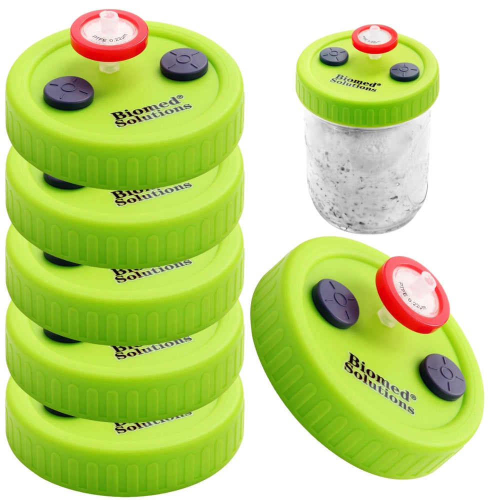 Planet Gates 6pcs Liquid Culture Lids - Autoclavable WIDE Mouth Jar Lids with Heavy Duty  Injection Port for Mushroom Cultivation