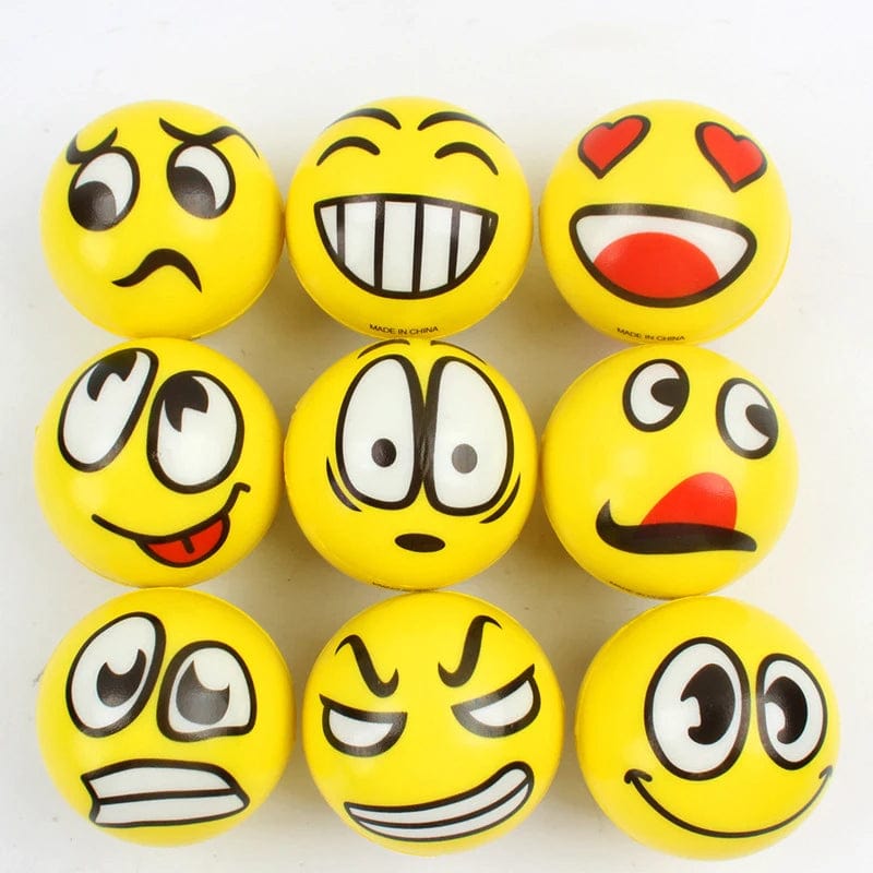 Planet Gates 6Pcs/lot 6.3cm Smile Face Foam Ball Squeeze Stress Ball Outdoor Sports Relief Toy Hand Wrist Exercise PU Toy Balls For Children