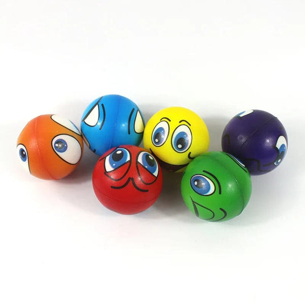 Planet Gates 6Pcs/lot 6.3cm Smile Face Foam Ball Squeeze Stress Ball Outdoor Sports Relief Toy Hand Wrist Exercise PU Toy Balls For Children