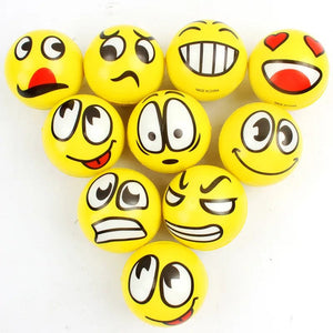 Planet Gates 6Pcs/lot 6.3cm Smile Face Foam Ball Squeeze Stress Ball Outdoor Sports Relief Toy Hand Wrist Exercise PU Toy Balls For Children