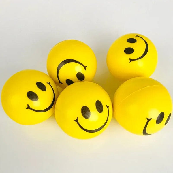 Planet Gates 6Pcs/lot 6.3cm Smiling Foam Ball Squeeze Stress Ball Relief Toy Hand Wrist Exercise Face PU Toy Balls For Children
