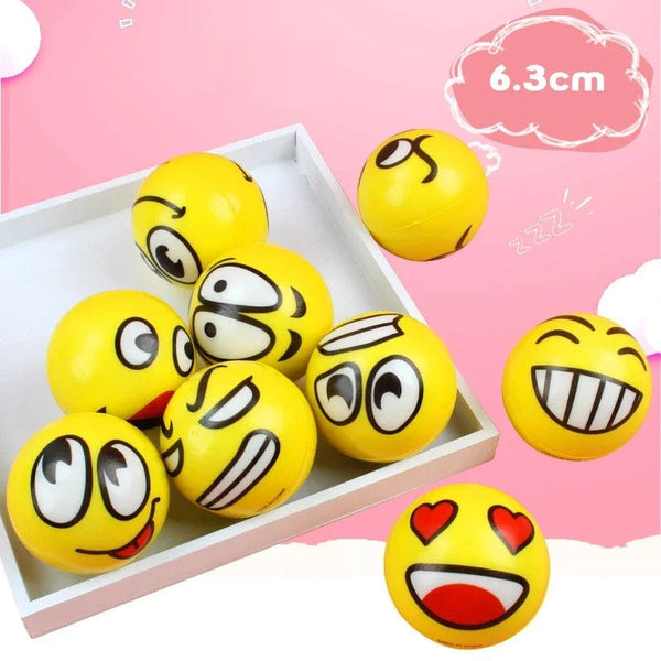 Planet Gates 6Pcs/lot 6.3cm Smiling Foam Ball Squeeze Stress Ball Relief Toy Hand Wrist Exercise Face PU Toy Balls For Children