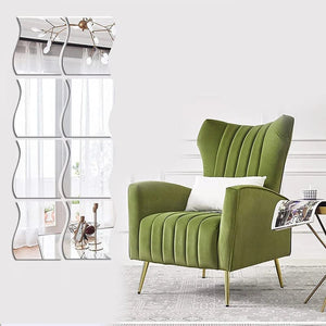 Planet Gates 6PCS Mirror Wall Sticker Self Adhesive Acrylic Mirror Wall Sticker DIY Art Mirror Creative Wave Shape Bathroom Living Room Decor