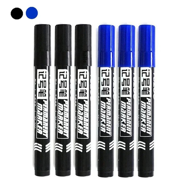 Planet Gates 6Pcs Mix Color Set 1 6Pcs Oily Waterproof Permanent Fine Point Paint Red/Black/blue Marker Pens for Tyre Markers Signature Pen Stationery Supplies