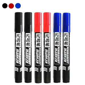 Planet Gates 6Pcs Mix Color Set 6Pcs Oily Waterproof Permanent Fine Point Paint Red/Black/blue Marker Pens for Tyre Markers Signature Pen Stationery Supplies