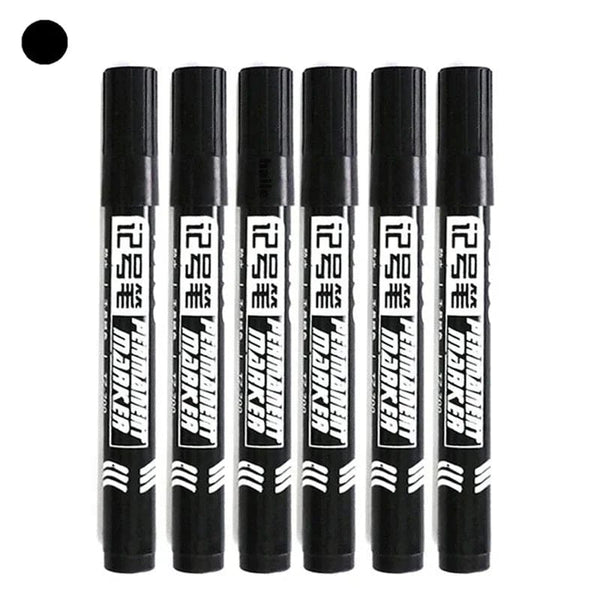 Planet Gates 6Pcs Oily Waterproof Permanent Fine Point Paint Red/Black/blue Marker Pens for Tyre Markers Signature Pen Stationery Supplies