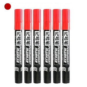 Planet Gates 6Pcs Oily Waterproof Permanent Fine Point Paint Red/Black/blue Marker Pens for Tyre Markers Signature Pen Stationery Supplies
