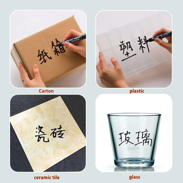 Planet Gates 6Pcs Oily Waterproof Permanent Fine Point Paint Red/Black/blue Marker Pens for Tyre Markers Signature Pen Stationery Supplies