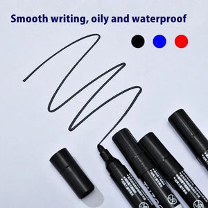 Planet Gates 6Pcs Oily Waterproof Permanent Fine Point Paint Red/Black/blue Marker Pens for Tyre Markers Signature Pen Stationery Supplies