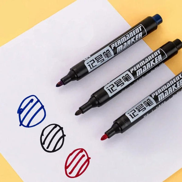Planet Gates 6Pcs Oily Waterproof Permanent Fine Point Paint Red/Black/blue Marker Pens for Tyre Markers Signature Pen Stationery Supplies