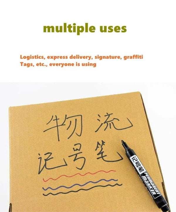 Planet Gates 6Pcs Oily Waterproof Permanent Fine Point Paint Red/Black/blue Marker Pens for Tyre Markers Signature Pen Stationery Supplies