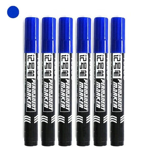 Planet Gates 6Pcs Oily Waterproof Permanent Fine Point Paint Red/Black/blue Marker Pens for Tyre Markers Signature Pen Stationery Supplies