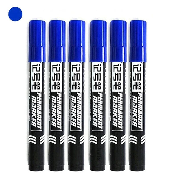 Planet Gates 6Pcs Oily Waterproof Permanent Fine Point Paint Red/Black/blue Marker Pens for Tyre Markers Signature Pen Stationery Supplies