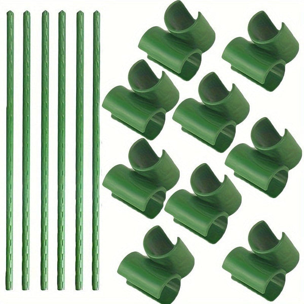 Planet Gates 6pcs Plant Skates 6pcs, Plant Post Garden, Sturdy Green Plant Stick, Tomato Stick Support Pot, Garden Post Coated Steel Plant Rod, Yard Plant Support Pot Plant, Tomato, Cucumber, Strawberry Bean, Garden Climbing Pergola Set, Plant Holder