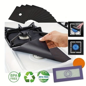 Planet Gates 6pcs Premium Reusable Gas Range Stovetop Burner Protector Pad Liner Cover - Extra Thick 0.15mm for Cleaning Kitchen Tools