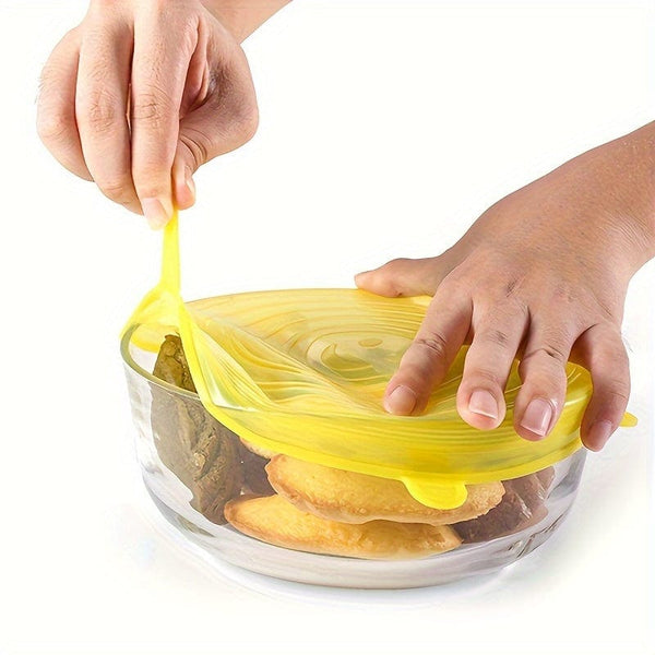 Planet Gates 6pcs, Reusable Silicone Stretch Lids - Food Grade, 6 Sizes, for Food Containers, Kitchen Gadgets, and Kitchen Accessories