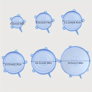 Planet Gates 6pcs, Reusable Silicone Stretch Lids - Food Grade, 6 Sizes, for Food Containers, Kitchen Gadgets, and Kitchen Accessories